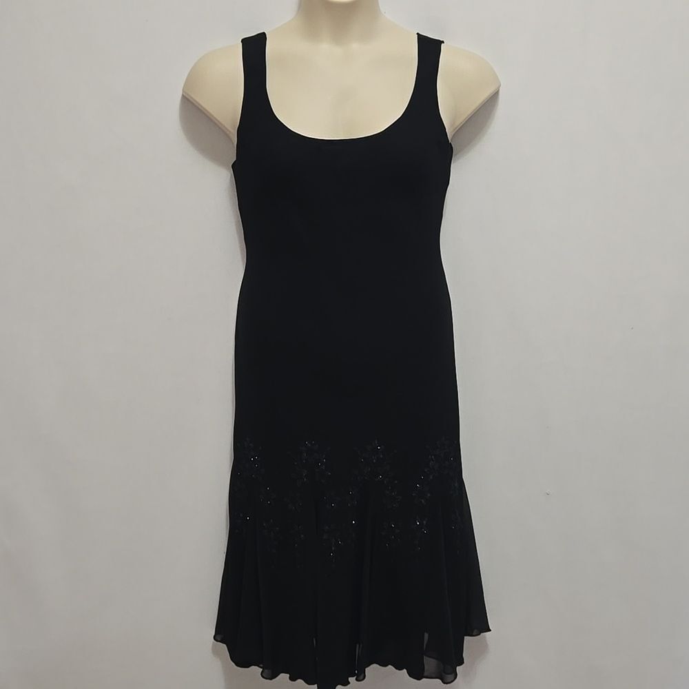SL Fashions Black Chiffon Y2K Beaded Whimsigoth Dress Size‎ 10 Fairy Grunge LBD